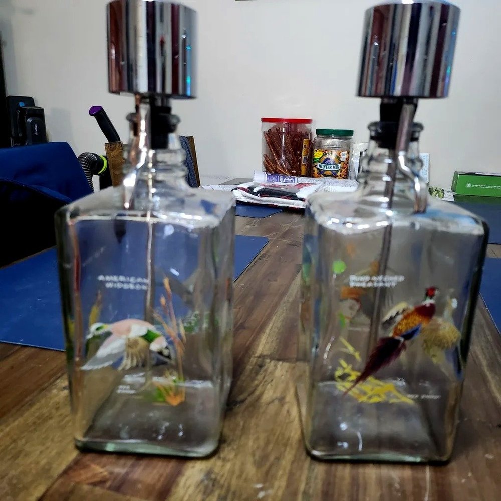 vintage ned smith glass decanter bird bottles